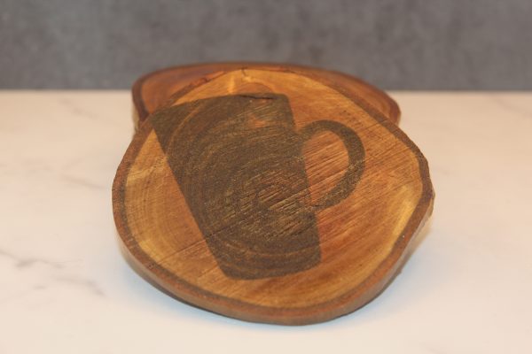 Palo Verde wood coaster, latte design