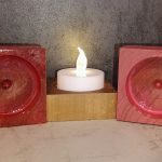Vibrant Resin Overlay Reclaimed Pine Candle Holder Trios – Rustic Charm with a Pop of Color