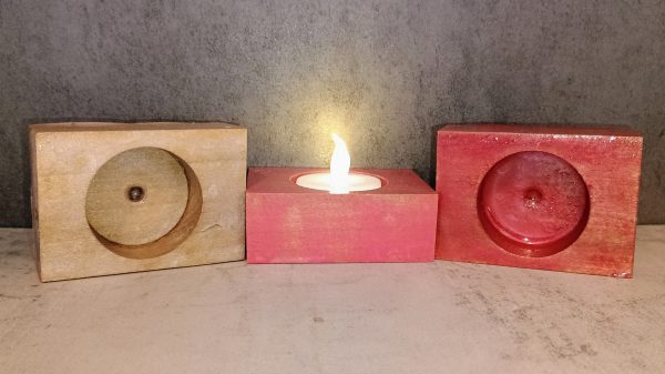 Vibrant Resin Overlay Reclaimed Pine Candle Holder Trios – Rustic Charm with a Pop of Color - Image 3