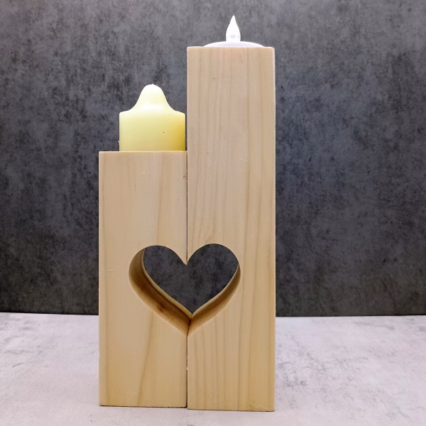 Heart-Shaped Pine Candle Holders - Rustic Romance | Reclaimed Wood Love