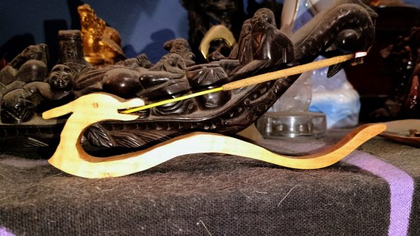 Fire-Breathing Dragon Stick Incense Holder – Hand-Carved Basswood Art
