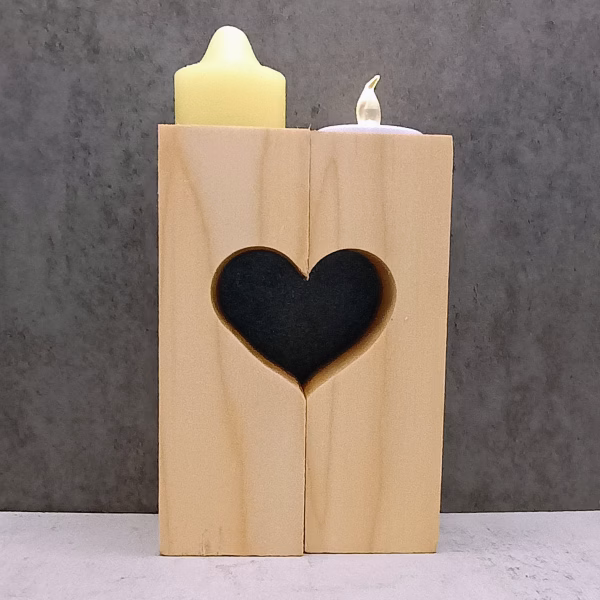 Heart-Shaped Pine Candle Holders - Rustic Romance | Reclaimed Wood Love - Image 3