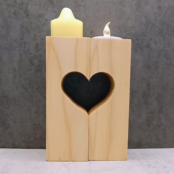 Heart Reclaimed Pine Candle Holder Sets – Rustic Romance with Natural Beauty - Image 3