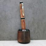 Handcrafted brass and walnut wood pen holder for executive desks, artisan hardwood and metal desk organizer and professional gift by Sarkanys Rising