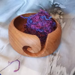 Cherry Walnut Yarn Bowl - Artisan Epoxy Inlay | Crafter's Dream Tool