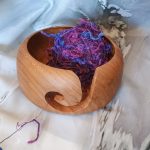 Exquisite Cherry & “Golden Walnut” Yarn Bowl with Artisan Epoxy Inlay