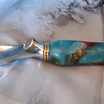 Artisan Ice Cream Scoop - Ghostly Garden Blues Resin Handle | Unique Bar Tool