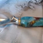 Ghostly Garden Blues Ice Cream Scoop: Stainless Steel & Artisan Resin Handle