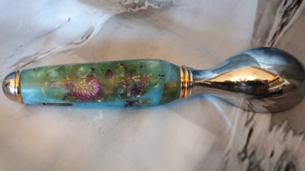 Artisan Ice Cream Scoop - Ghostly Garden Blues Resin Handle | Unique Bar Tool - Image 2