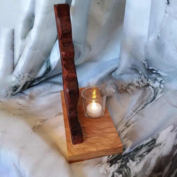 "Intensely" Candlelit Carving - Padauk & Oak Art Piece - Image 2