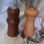 Exquisite Handcrafted Walnut & Maple Salt & Pepper Shaker Set with Stainless Steel Accents