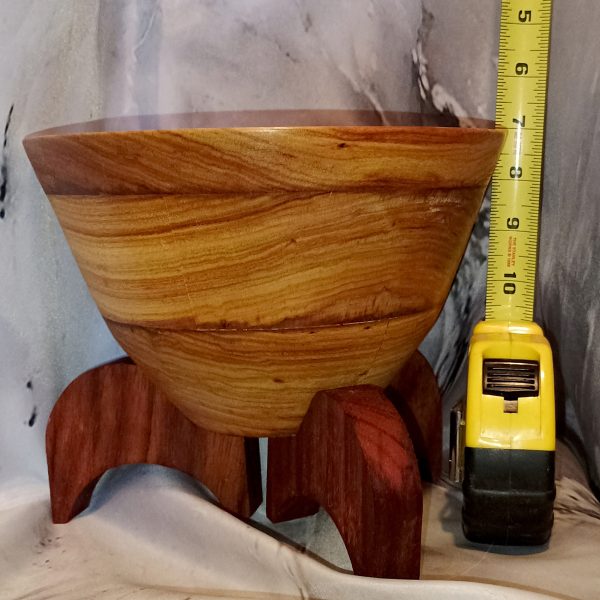 Canary Wood Wonder Bowl with Padauk Stand - Image 3