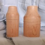 Fruitwood Taper Candleholders with Secret Stash