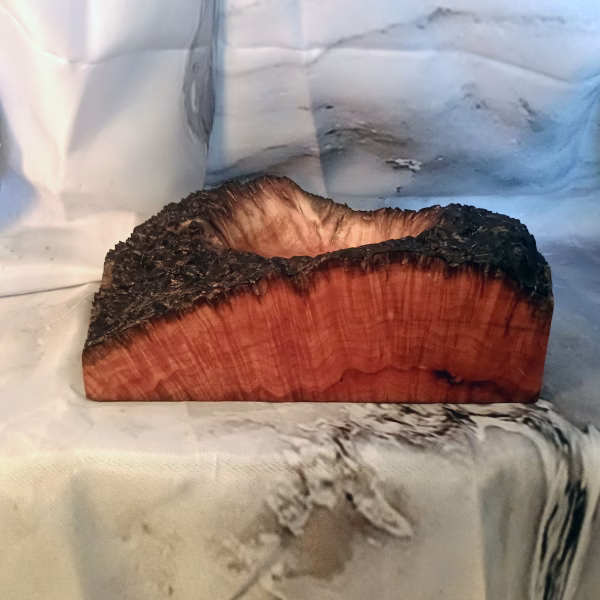 Artisan madrone bowl highlighting contrast between sapwood and heartwood sections