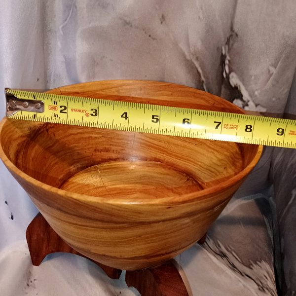 Canary Wood Wonder Bowl with Padauk Stand - Image 4