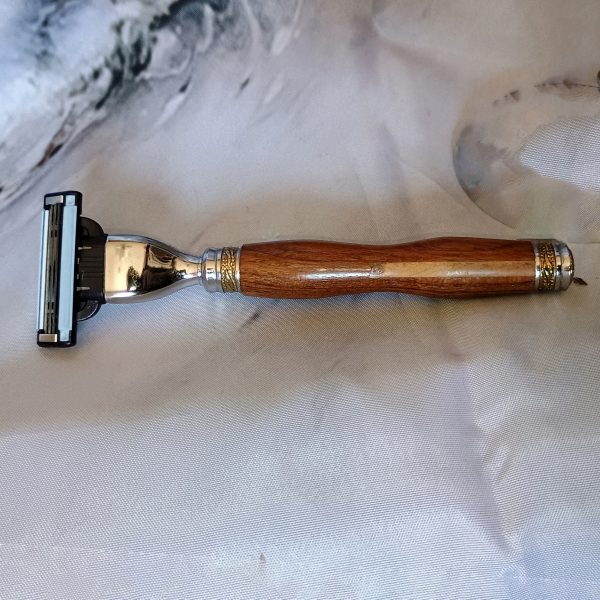 Luxurious Teak & Chrome Gillette Razor and Stand - Image 2