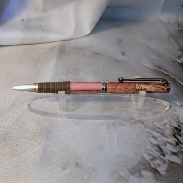 One‑of‑a‑kind slimline pencil in antique gunmetal with hybrid rosewood detailing