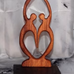 Lovers Dance Hand Carved Padauk on Walnut Base