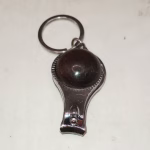 Handcrafted dark wood cabochon keychain with stainless steel nail clipper and key ring, one of a kind artisan everyday carry tool from Sarkanys Rising Tucson Arizona