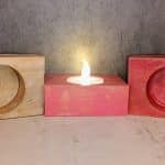 Resin & Pine Candleholder Trios - Colorful Rustic Art | Sustainable Lighting Accents