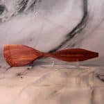 Hand-carved aromatic cedar cookie spatula and flipper with desert landscape saguaro carving on handle, 9 and a half inches, food-safe beeswax finish, Sarkanys Rising