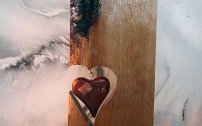 The Perfect Heart — Live Edge Oak & Padauk Art with Copper | Handcrafted Wood Heart Art