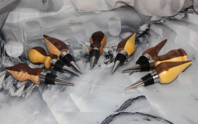 Hand-Turned Dark and Light Bottle Stoppers | Artisan Contrast Wood Bar Gifts