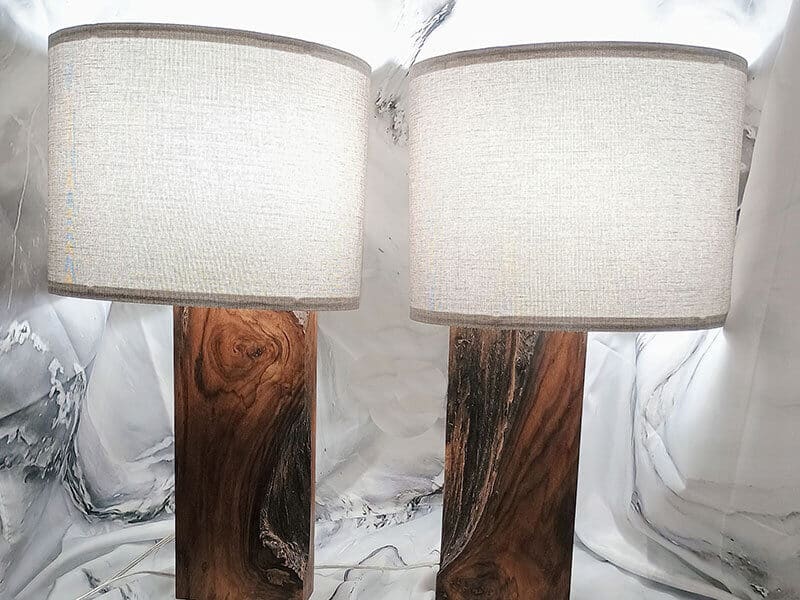 Live Edge Bocote Modern Geometry Lamps