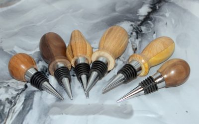 Hand-Turned Scrap Piece Bottle Stoppers | Artisan Scrap Wood Bar Gifts