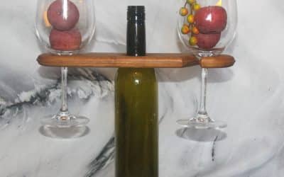 Italian Olivewood Wine Caddy — Handcrafted Wood Wine Bottle and Glass Holder