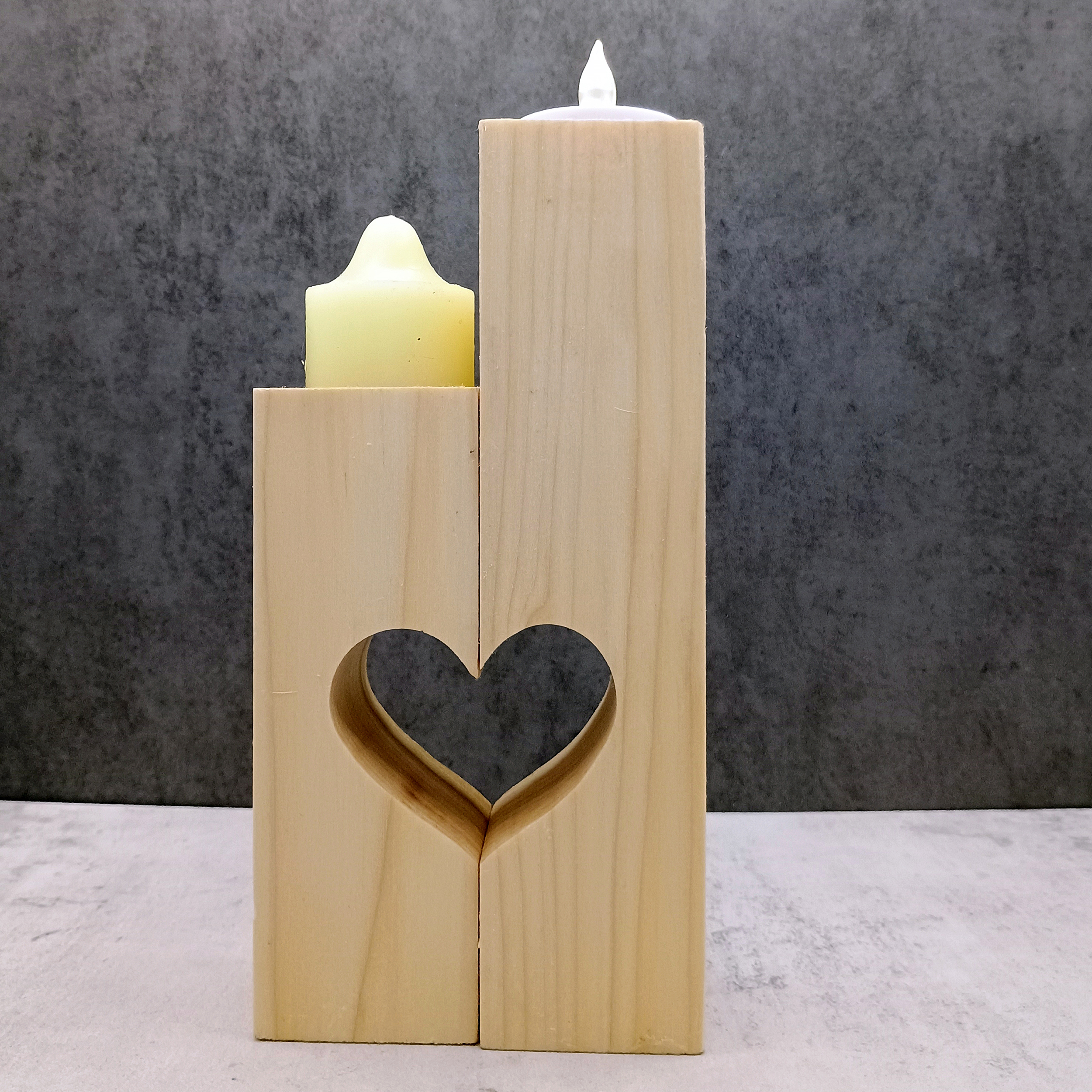 Reclaimed Pine Heart Candleholders